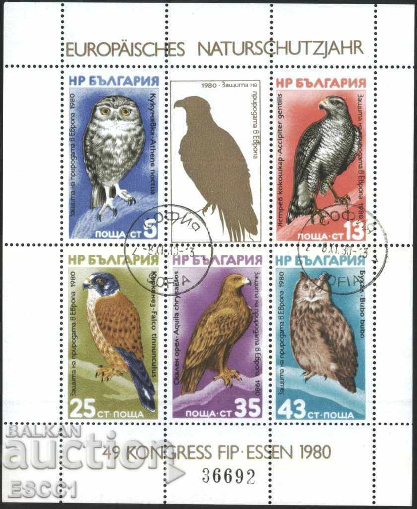 Stamped block Europe Autumn Birds 1980 from Bulgaria