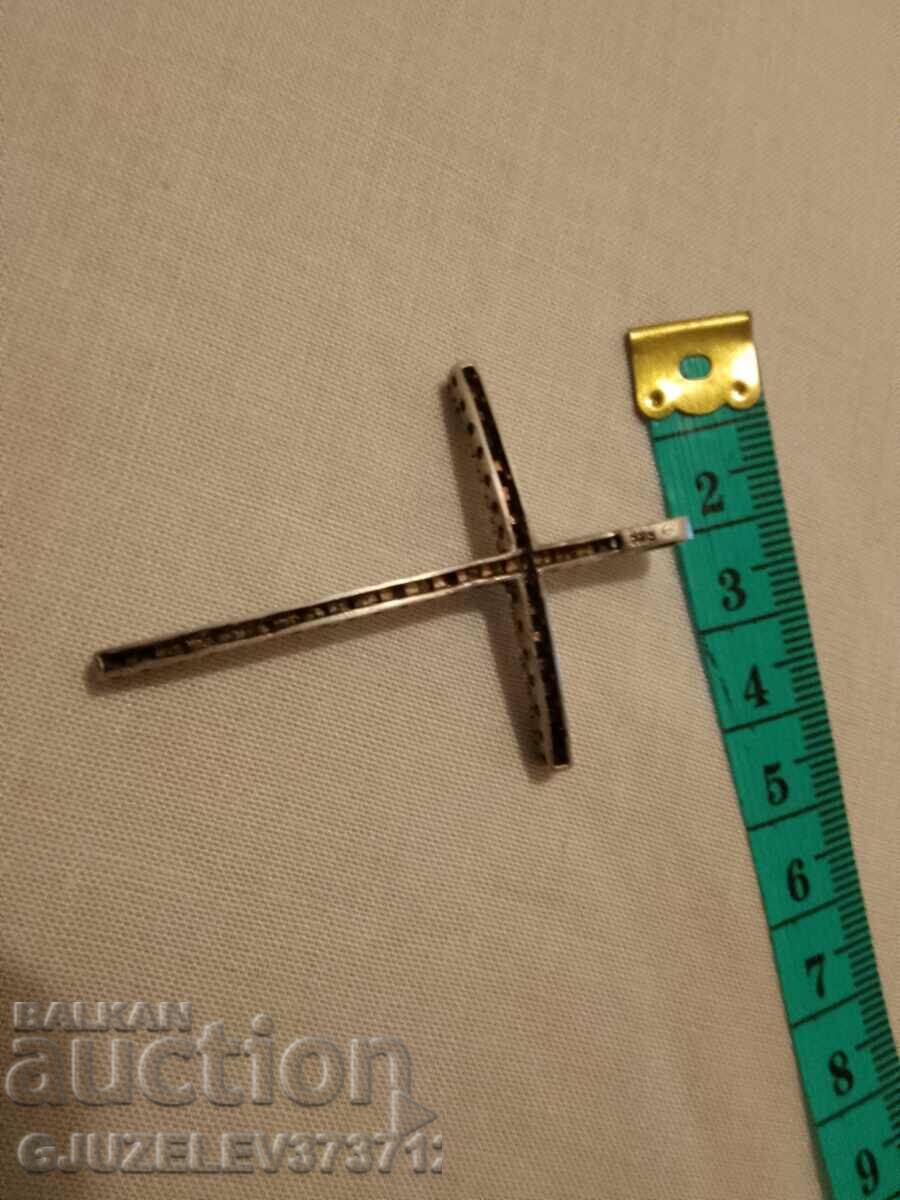 Silver medallion cross all with small zirconia, sample 925, - 5 Silver medallion cross all with small zirconia, sample 925, - 5