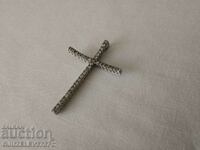 Silver medallion cross all with small zirconia, sample 925,