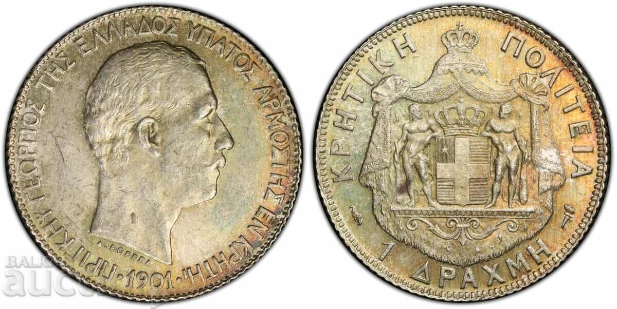 1 Drachma 1901 Crete PCGS MS 62 - Top Grade 1 Drachma 1901 Crete PCGS MS 62 - Top Grade