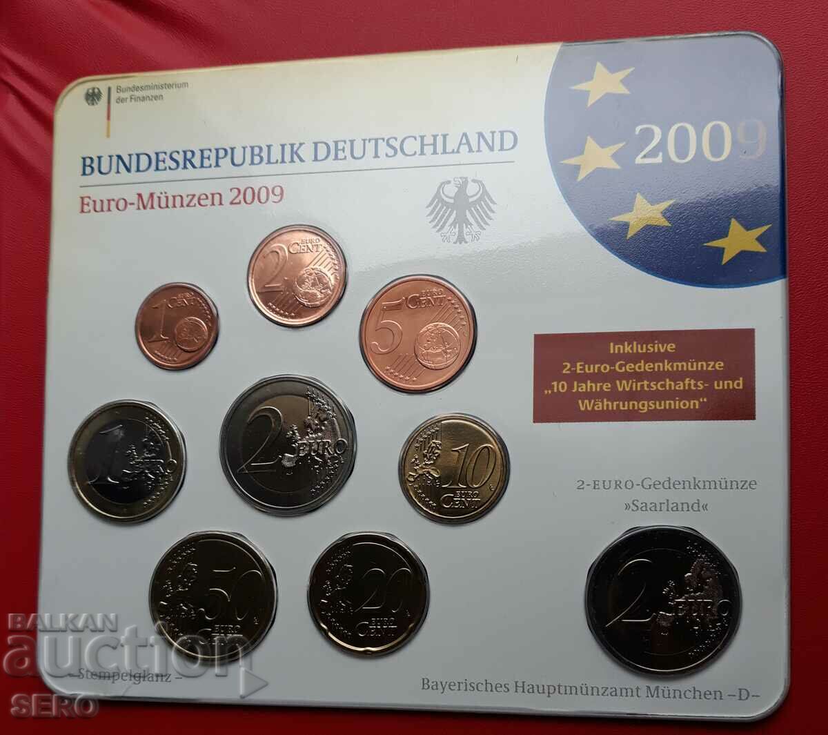 Germany-SET 2009 D-Munich of 9 coins/2x2 euro/