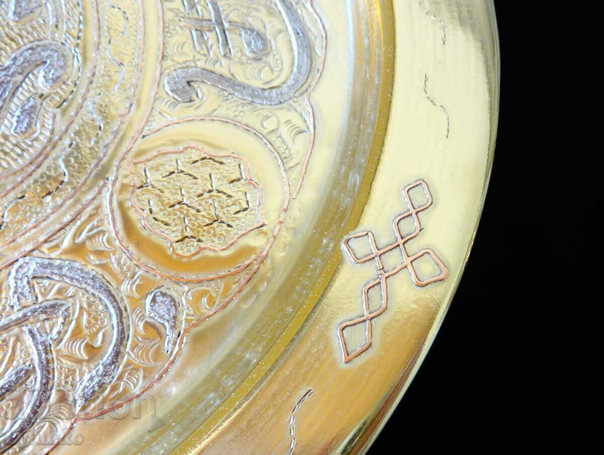 Delivery of Persian bronze tray with copper and silver 700 gr Delivery of Persian bronze tray with copper and silver 700 gr