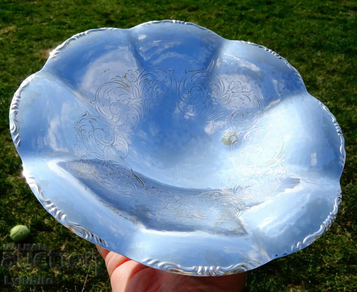 Silver plated brass fruit bowl. Silver plated brass fruit bowl.