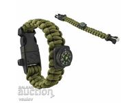 5in1 Survival Wristband Compass/Whistle/Rope/Knife/Fire