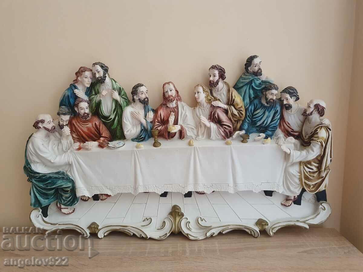 Μεγάλο τεράστιο ανάγλυφο από αλάβαστρο "The Last Supper"