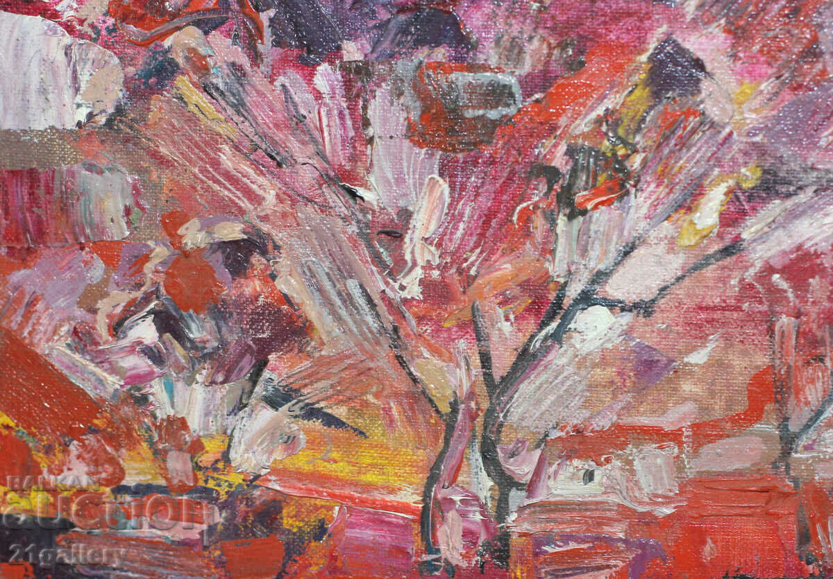 Auction  Krasimir Doychev (1961-) Oil paints "Anxious sun"