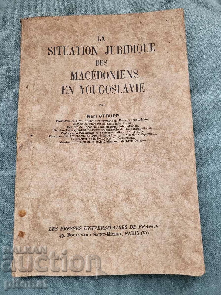 Legal Status of Macedonians in Yugoslavia 1929