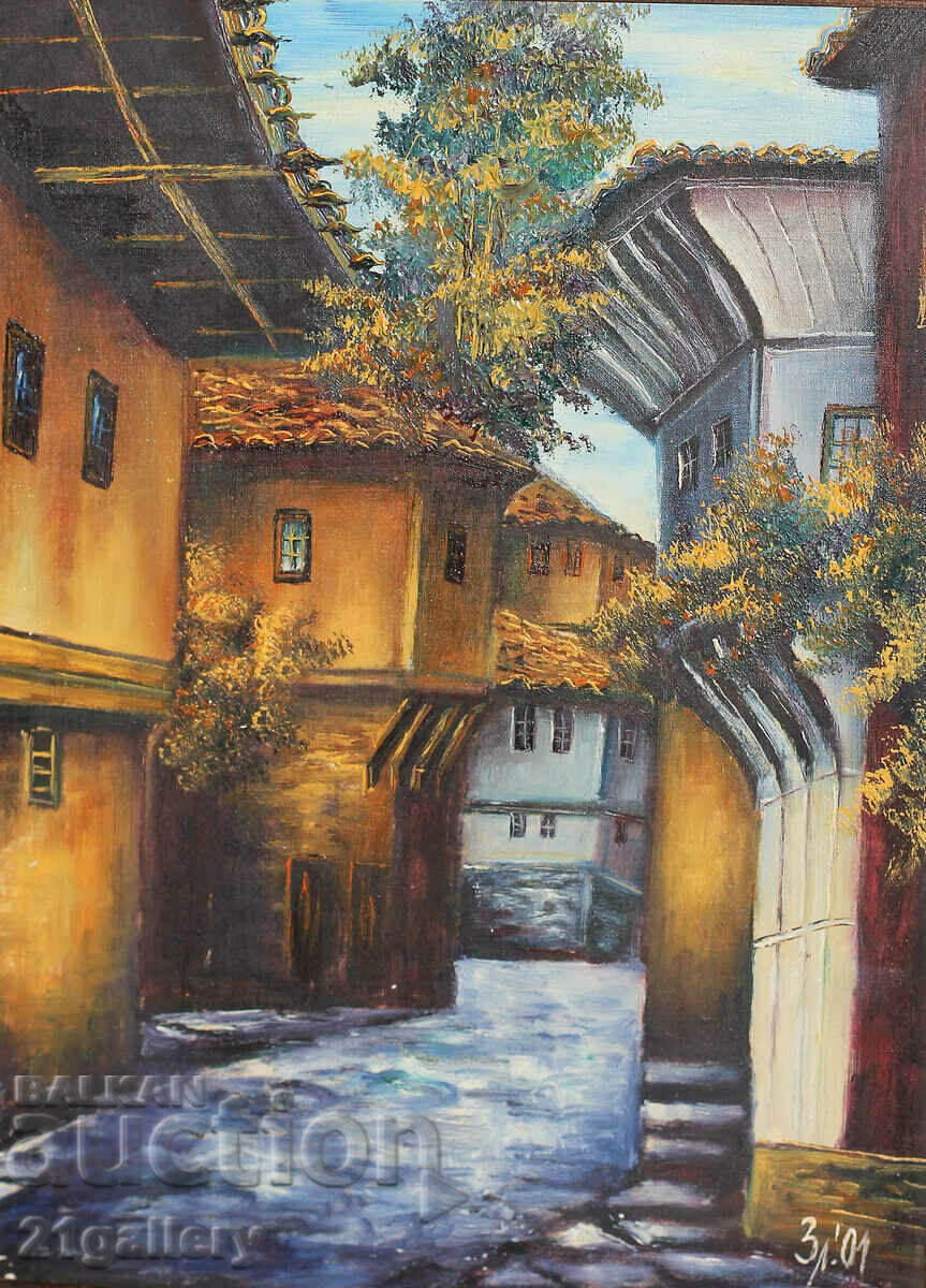 Auction Zlatan Lalov Landscape "Plovdiv, Old Town" 2001 Auction Zlatan Lalov Landscape "Plovdiv, Old Town" 2001