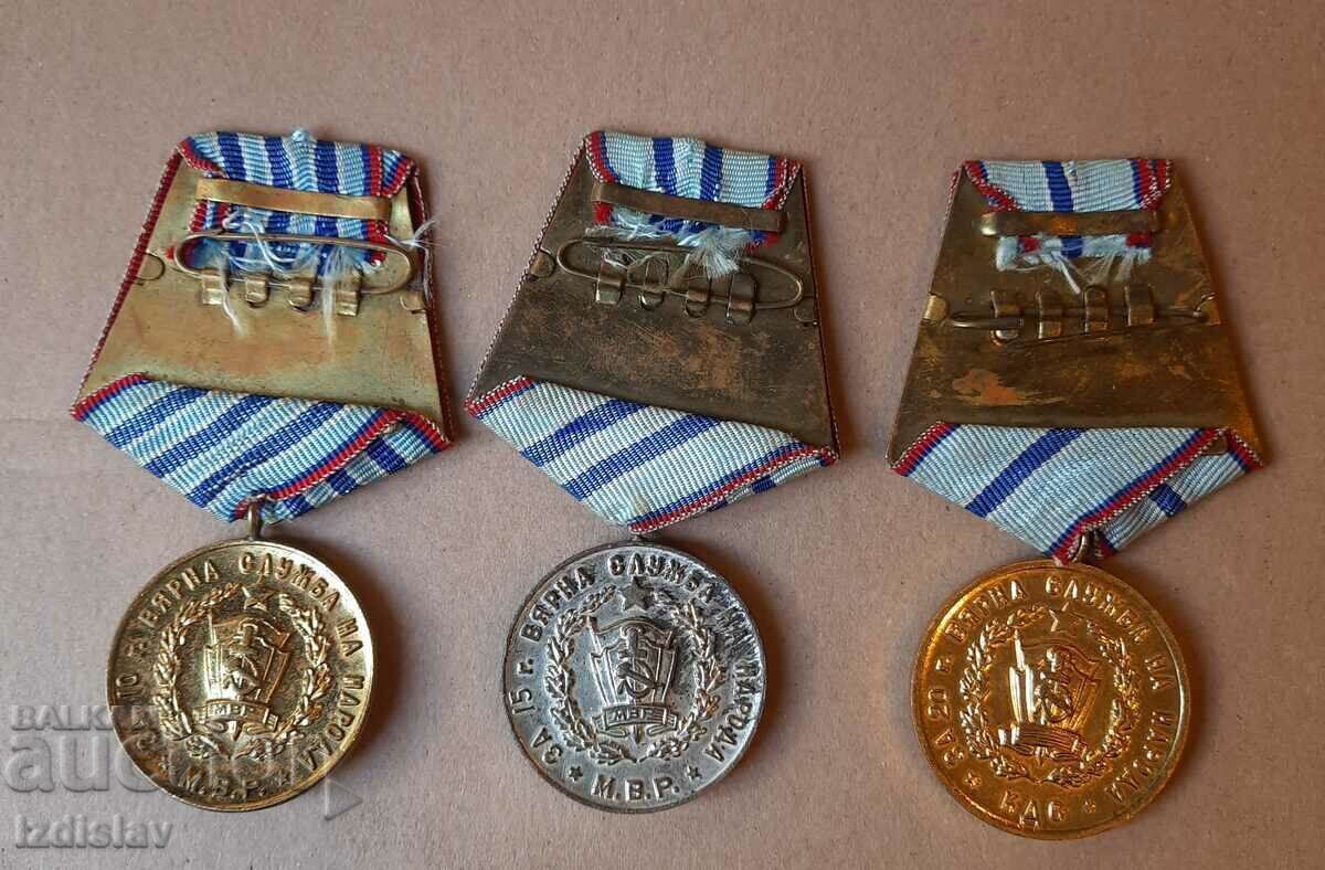 3 medals for 10 and 15 years MIA and the rare one for 20 years KDS with price 150.00 BGN | € 76.69 3 medals for 10 and 15 years MIA and the rare one for 20 years KDS with price 150.00 BGN | € 76.69