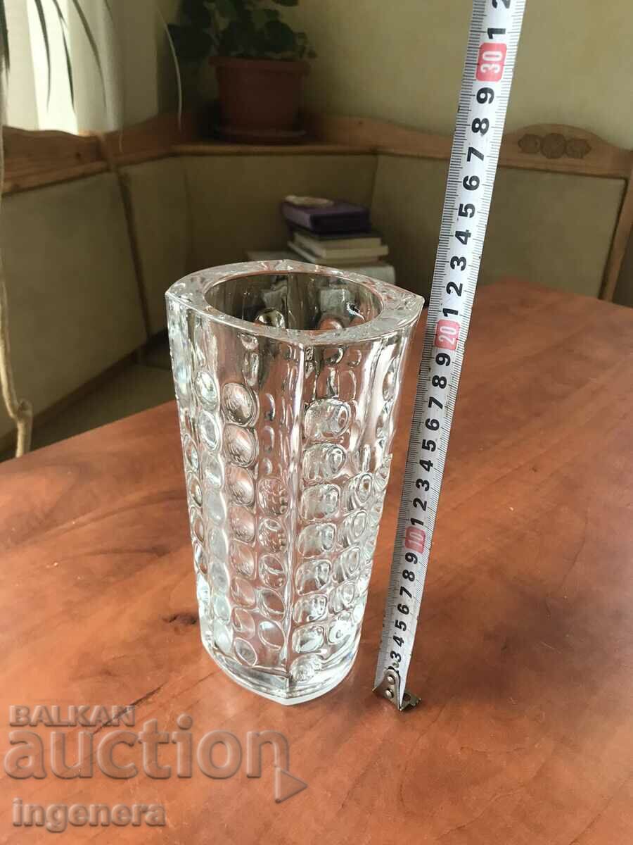 THICK-WALLED RELIEF GLASS VASE FROM SOCA MASSIVE with price 37.00 BGN | € 18.92 THICK-WALLED RELIEF GLASS VASE FROM SOCA MASSIVE with price 37.00 BGN | € 18.92