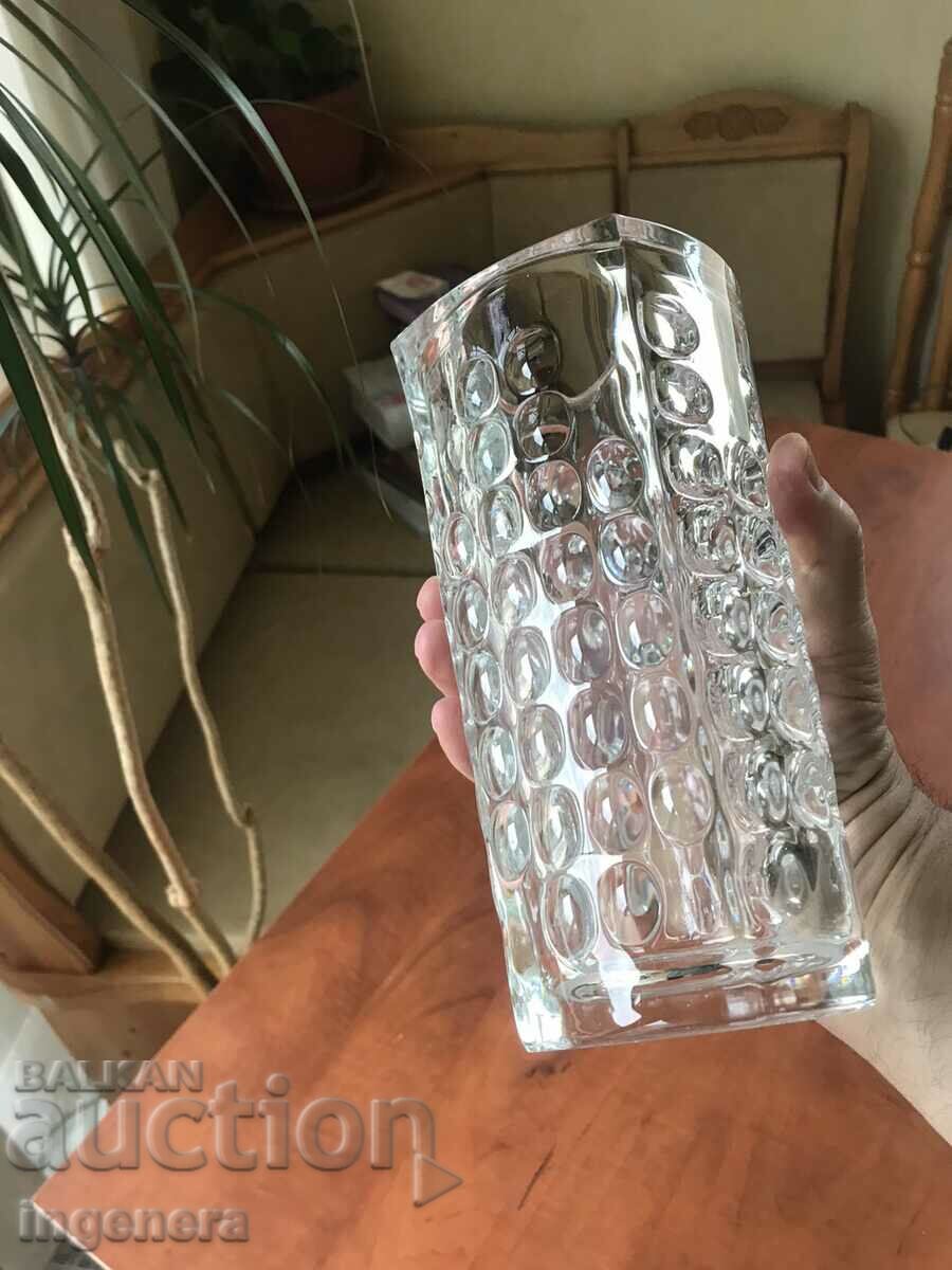 THICK-WALLED RELIEF GLASS VASE FROM SOCA MASSIVE - 6 THICK-WALLED RELIEF GLASS VASE FROM SOCA MASSIVE - 6