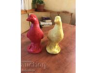 SCULPTURE FIGURE CASTING CEMENT PIGEONS OLD-2 PCS.