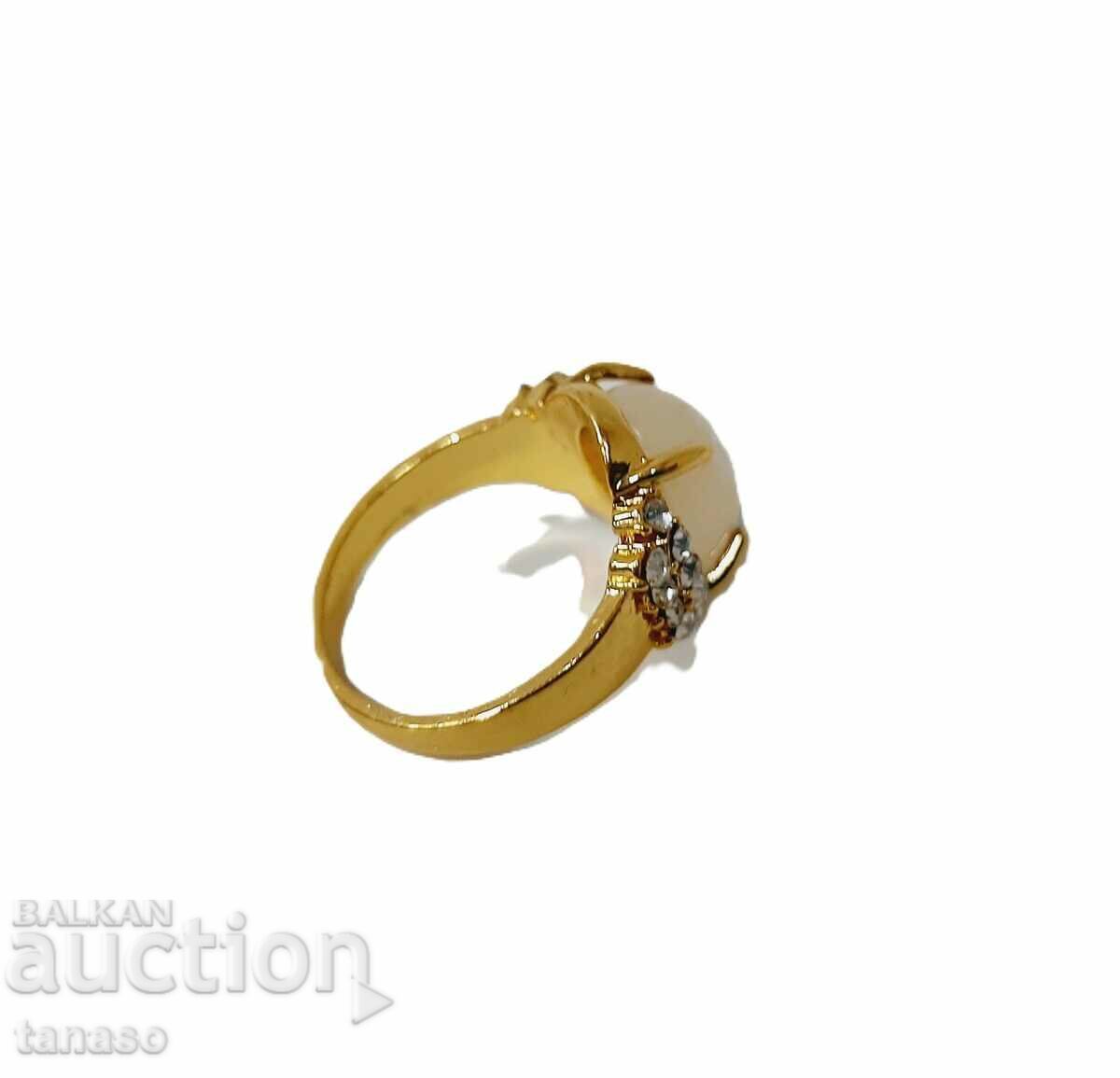 Elliptical cut amber ring - 6