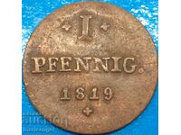 1 pfennig 1819 Saxonia Germania cupru