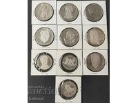 LOT 10 Bulgarian Silver Soc Coins 5, 20 Lev Silver Lev