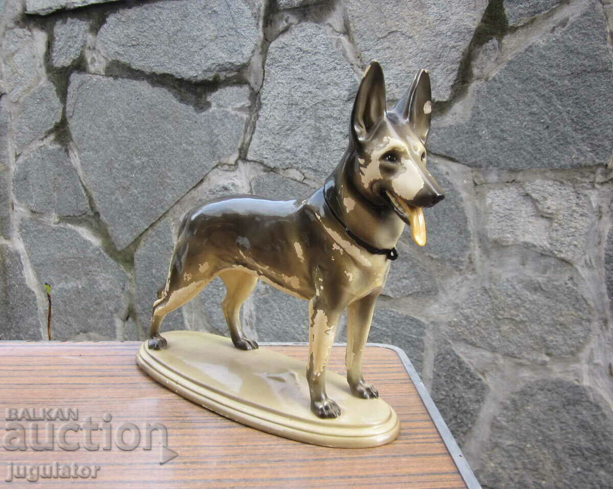 Bulgarian ceramic figure plastic German shepherd dog with price 90.00 BGN | € 46.02 Bulgarian ceramic figure plastic German shepherd dog with price 90.00 BGN | € 46.02