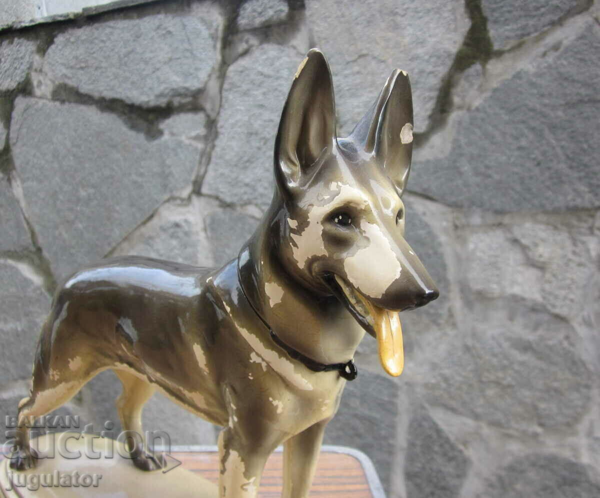 Auction Bulgarian ceramic figure plastic German shepherd dog Auction Bulgarian ceramic figure plastic German shepherd dog