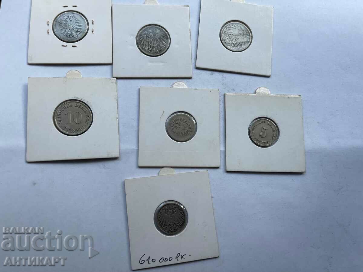 Germany 7 old coins of 5 and 10 pfennig 1888-1908 with price 12.00 BGN | € 6.14