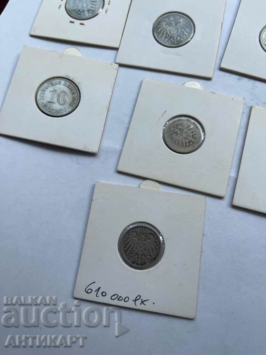 Delivery of Germany 7 old coins of 5 and 10 pfennig 1888-1908