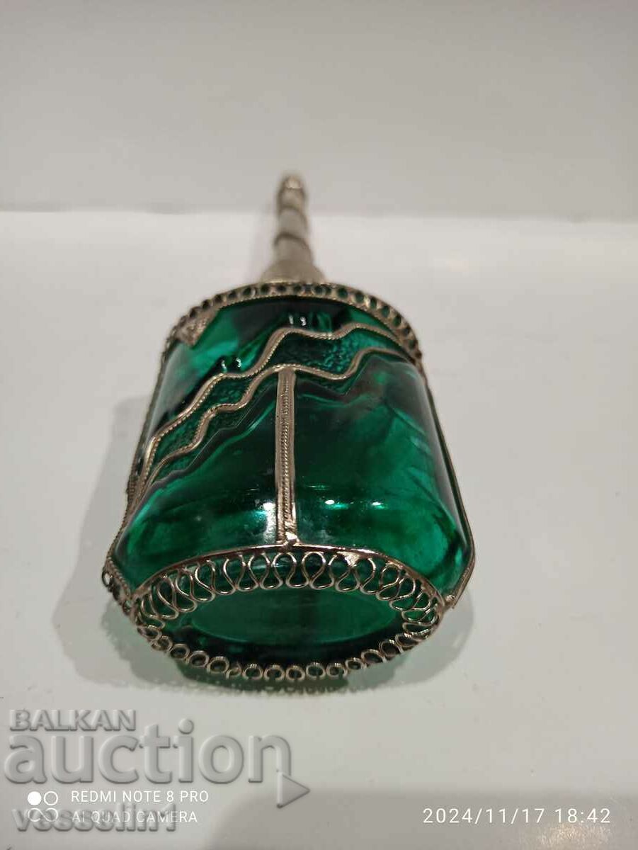 Auction Moorish emerald green glass perfume bottle9.5 Auction Moorish emerald green glass perfume bottle9.5
