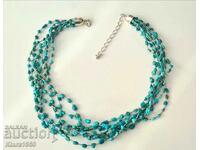 VTG DTR 925 Sterling Silver Turquoise 7 Strand Necklace