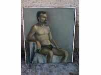 .HUGE PAINTING PORTRAIT NAKED MAN OIL