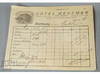 1920 HOTEL MESSMER Документ фактура литография