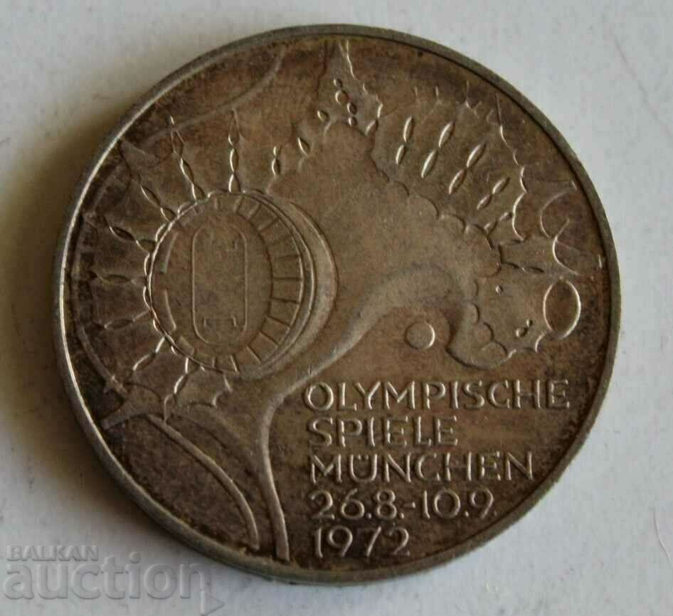 .1972 MONEDA OLIMPICĂ GERMANĂ DE ARGINT 10 MARCI