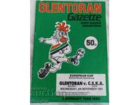 Program de fotbal - Glentoran - CSKA 1981