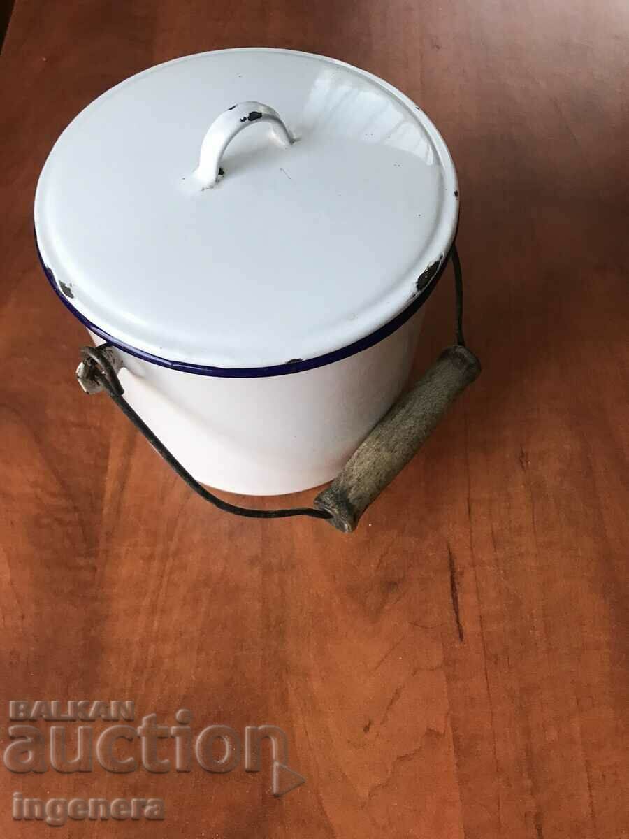 BOILER BOILER BOILER DISH ENAMELLED LID FROM SOCA MARKED 1966 with price 18.00 BGN | € 9.20