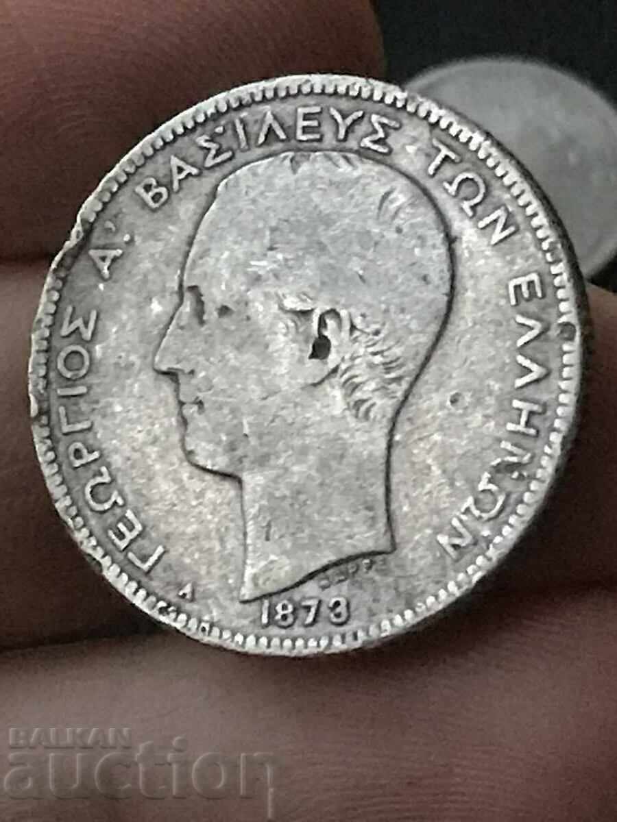 Greece 2 drachmas 1873 George I silver with price 63.00 BGN | € 32.21 Greece 2 drachmas 1873 George I silver with price 63.00 BGN | € 32.21