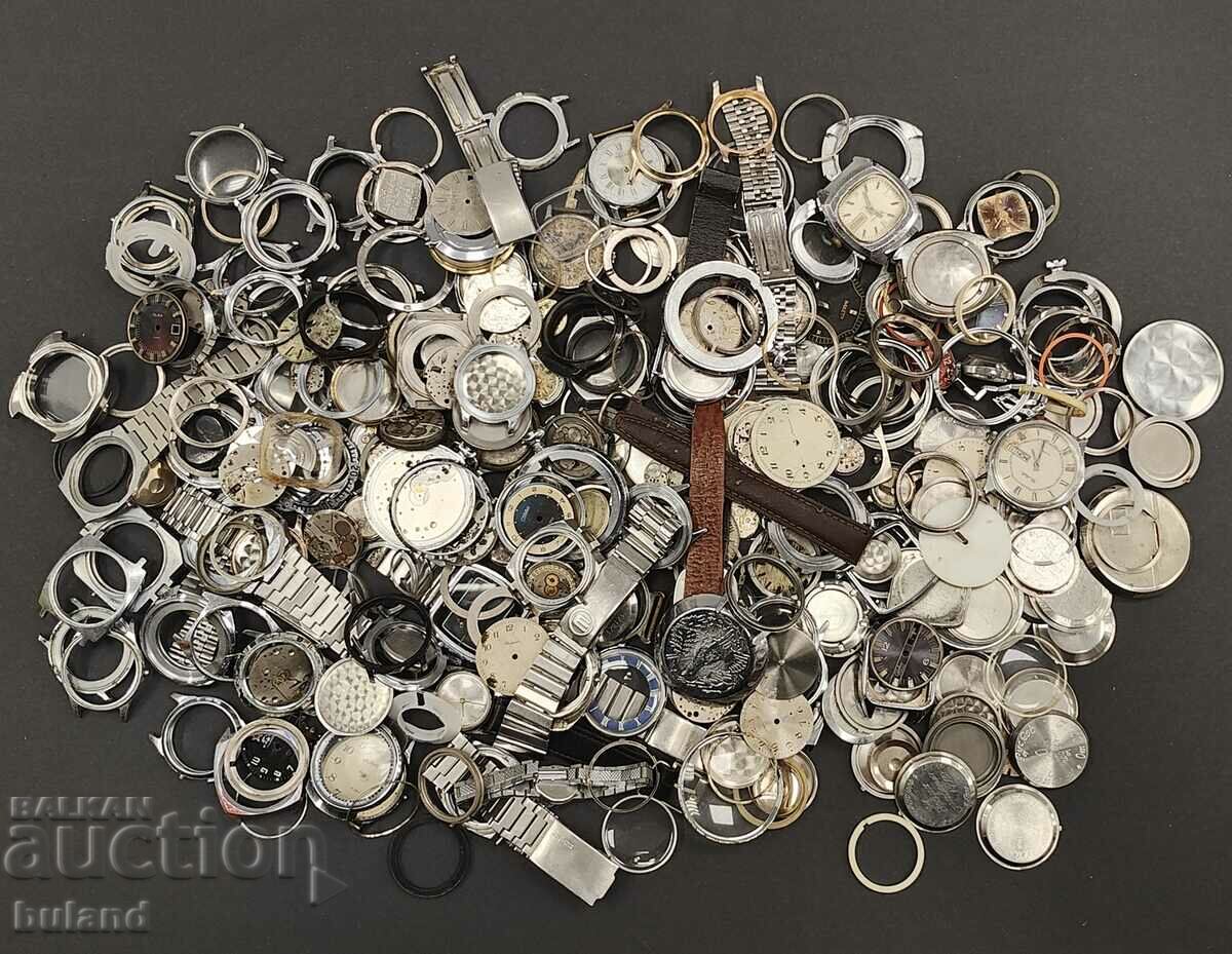 Large LOT of Soviet Watch Parts Cases Machines Dials