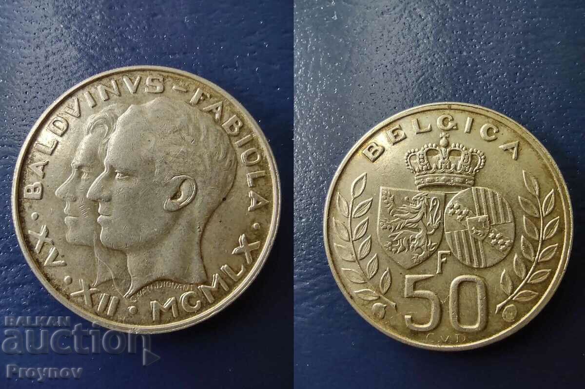 MINT ERROR - Comemorativ 1960 de argint de 50 franci din Belgia