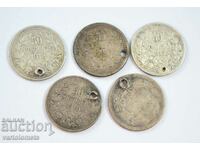 Lot de 5 x 50 de cenți 1883 - 1910 Bulgaria