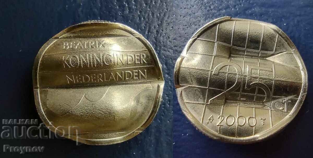 MINT ERROR-25 cents UNC Netherlands 2001