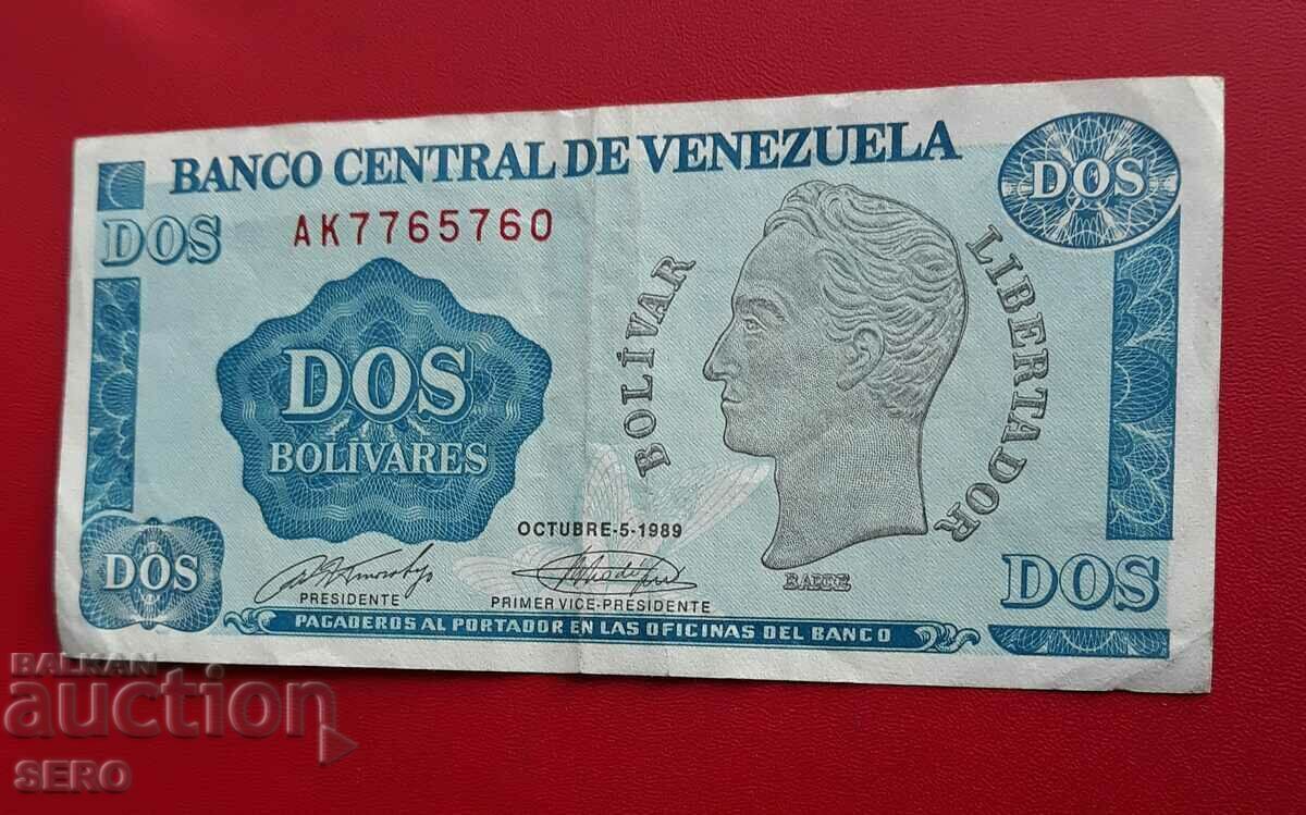 Banknote-Venezuela-2 bolivars 1989