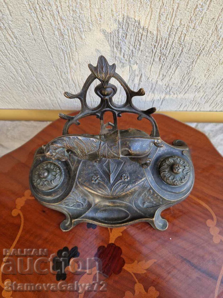 Уникална антикварна бронзова мастилница - 5 Уникална антикварна бронзова мастилница - 5