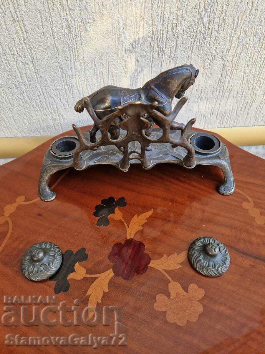 Уникална антикварна бронзова мастилница - 7 Уникална антикварна бронзова мастилница - 7