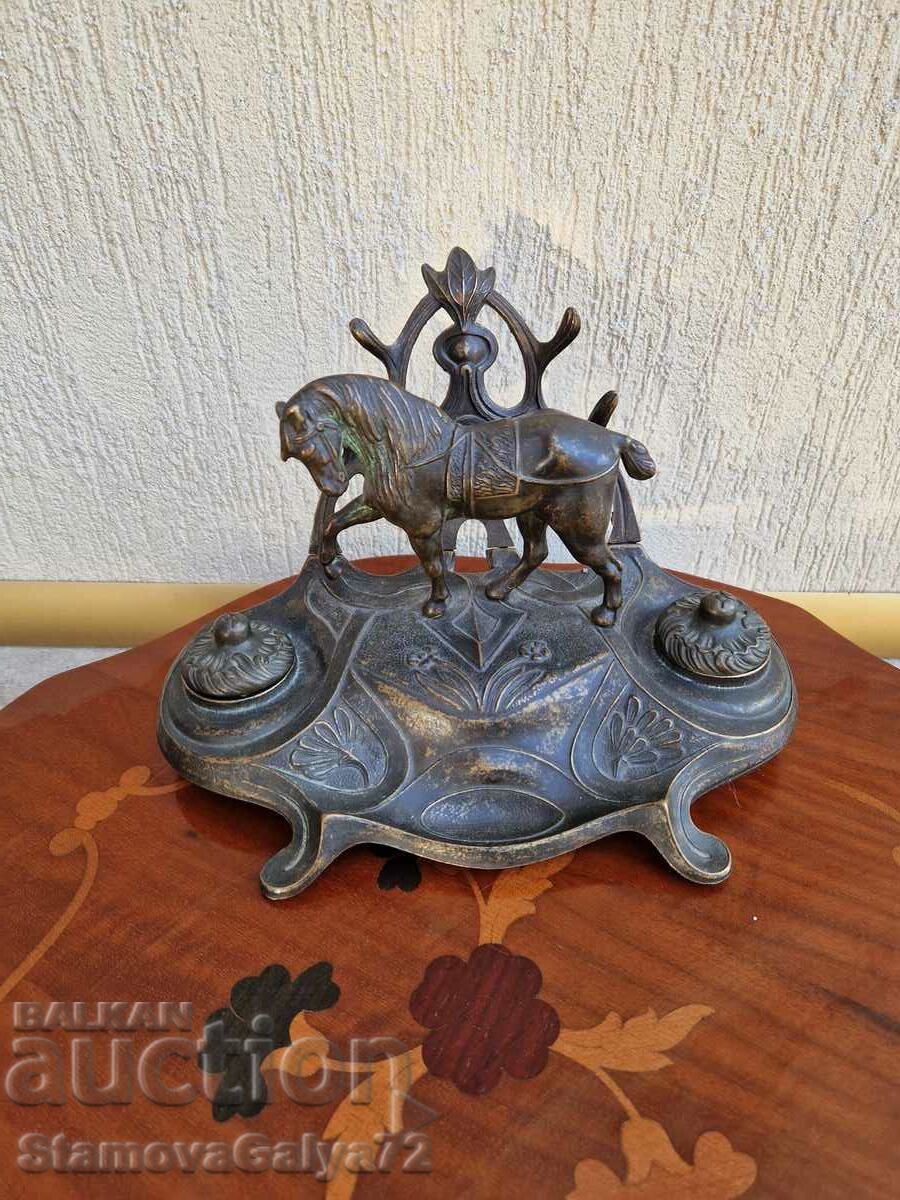 Unique antique bronze inkstand