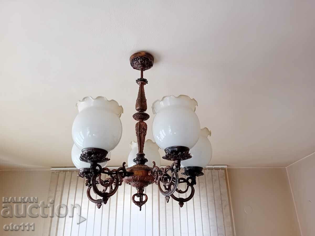 OLD WROUGHT IRON CHANDELIER - SOLID