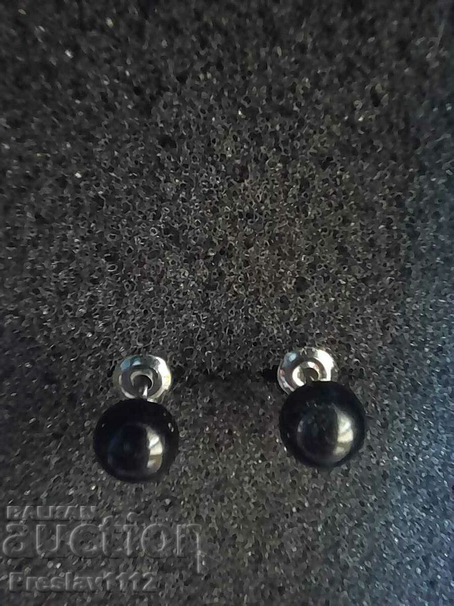 Titanium-steel earrings with Onyx 7.5mm