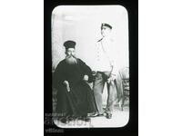 Priest and his officer son photo on glass circa 1900