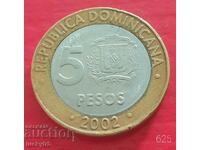 5 pesos 2002 - Republica Dominicană