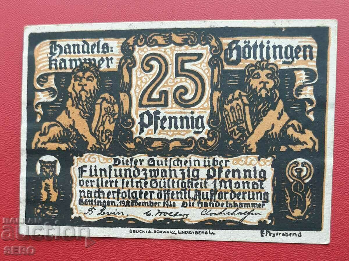 Banknote-Germany-Saxony-Göttingen-25 pfennig 1920