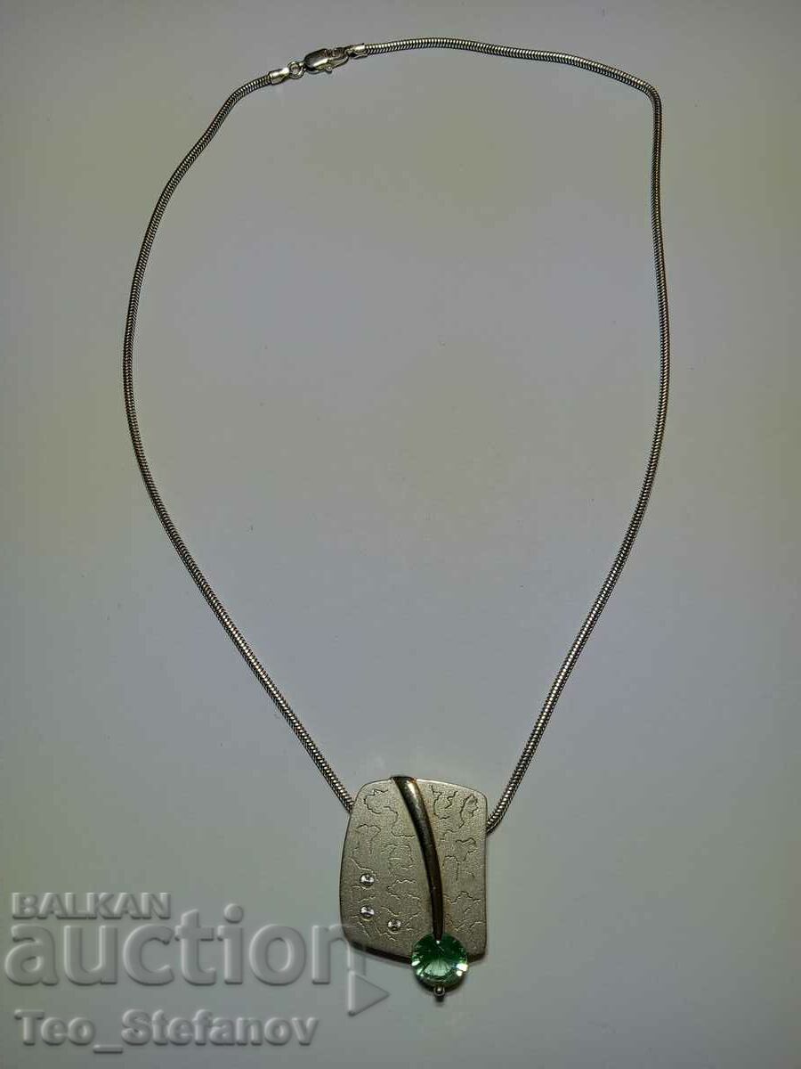 Designer silver necklace with zircons