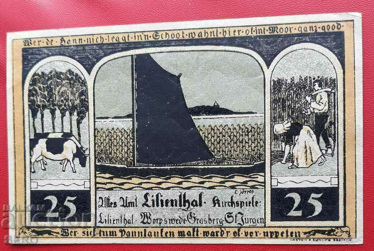 Banknote - Germany - Saxony - Lilienthal - 25 Pfennig 1921