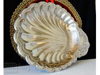 Silver-plated dish for serving mother-of-pearl, baroque.