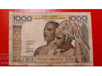 1000 de franci Statele Africii de Vest /Coasta de Fildeș/