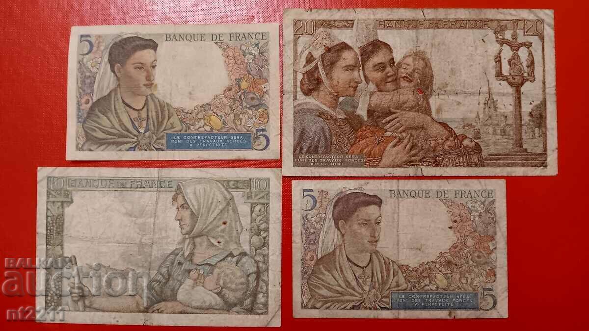 Set 5, 10, 20 francs France 1943-47. with price 19.99 BGN | € 10.22 Set 5, 10, 20 francs France 1943-47. with price 19.99 BGN | € 10.22