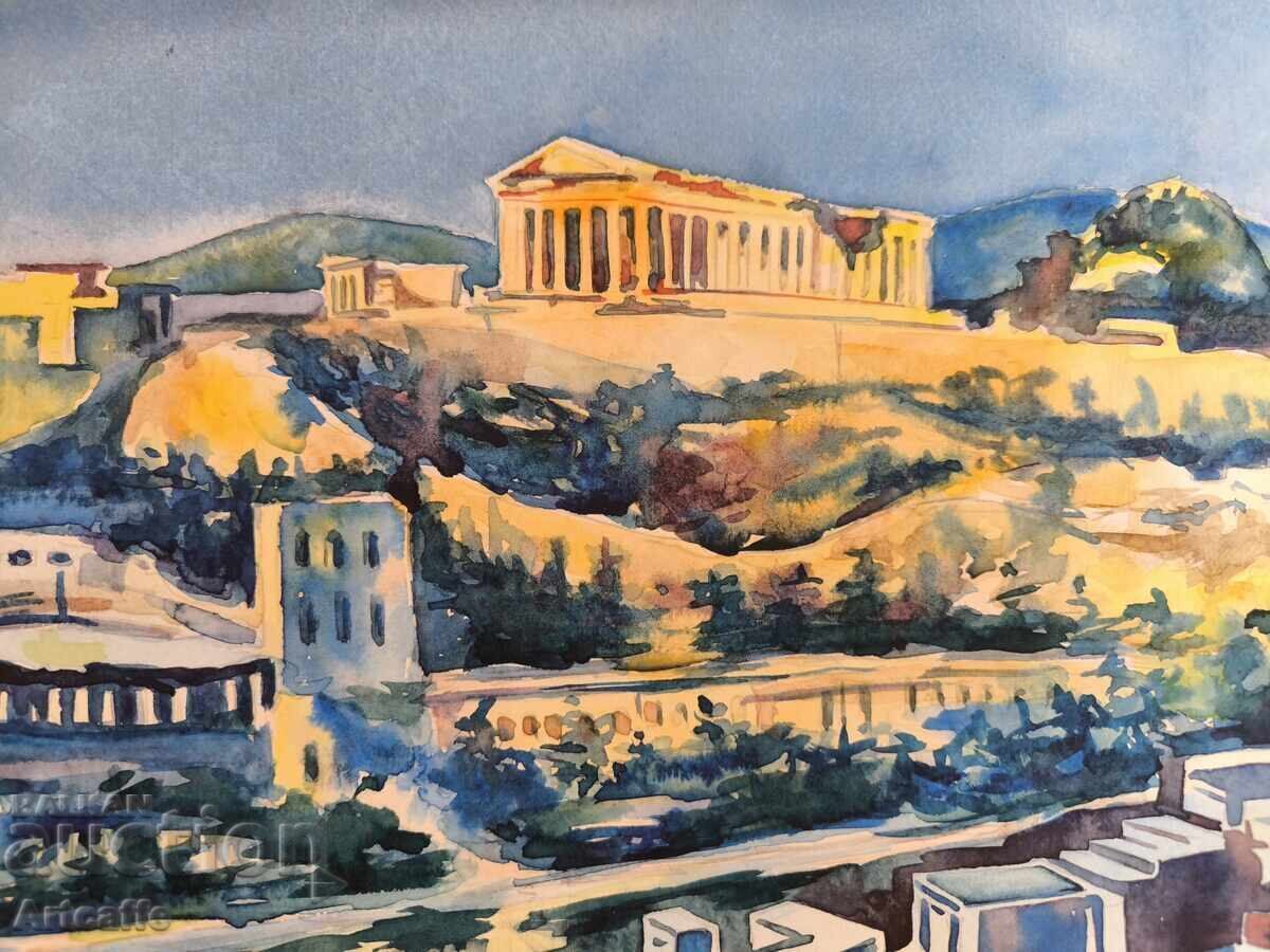 Watercolor painting Greece Acropolis - 6 Watercolor painting Greece Acropolis - 6